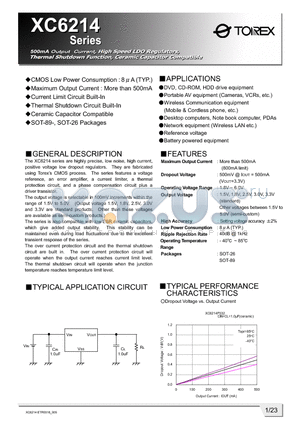 XC6214DP35C datasheet - CMOS Low Power Consumption