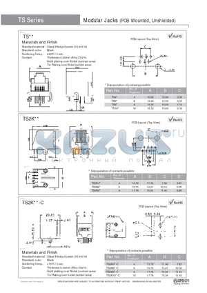 TS2K10C-C datasheet - Modular Jacks