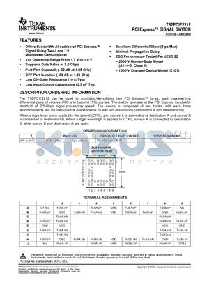 TS2PCIE2212ZAHR datasheet - PCI Express SIGNAL SWITCH