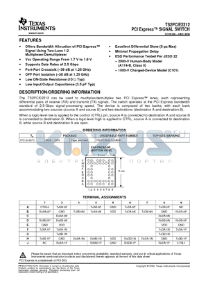TS2PCIE2212ZAHRG1 datasheet - PCI Express SIGNAL SWITCH