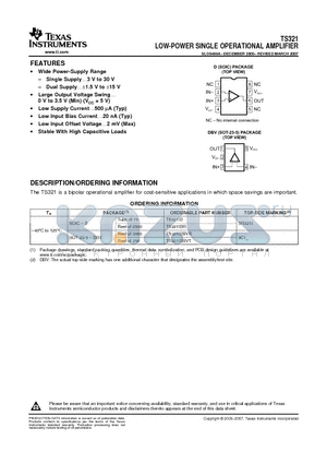 TS321IDRE4 datasheet - LOW-POWER SINGLE OPERATIONAL AMPLIFIER
