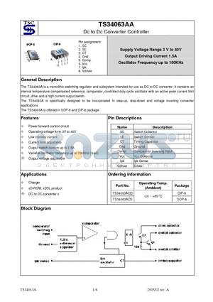 TS34063ACS datasheet - Dc to Dc Converter Controller