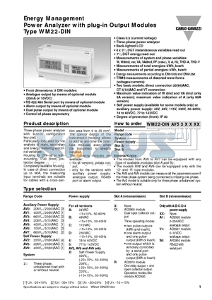 WM22-DINAV0BXA1 datasheet - Energy Management Power Analyzer with plug-in Output Modules