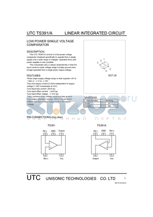 TS391A datasheet - LINEAR INTEGRATED CIRCUIT