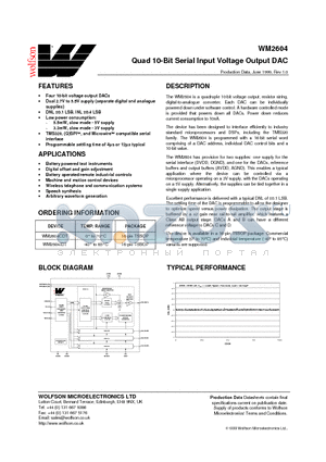 WM2604IDT datasheet - Quad 10-Bit Serial Input Voltage Output DAC