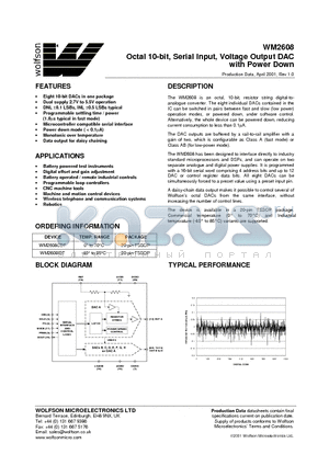 WM2608IDT datasheet - Octal 10-bit, Serial Input, Voltage Output DAC with Power Down