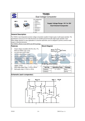 TS393CD datasheet - Dual Voltage Comparator