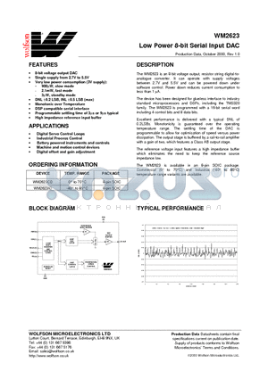 WM2623CD datasheet - Low Power 8-bit Serial Input DAC