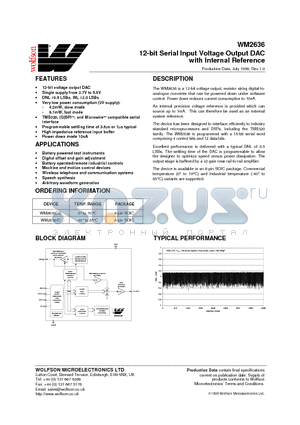 WM2636CD datasheet - 12-bit Serial Input Voltage Output DAC with Internal Reference