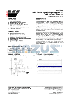 WM2639 datasheet - 12-Bit Parallel Input Voltage Output DAC with Internal Reference