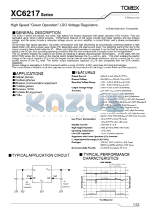 XC6217A08AMR-G datasheet - High Speed 