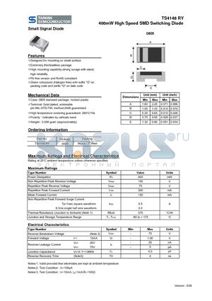 TS4148RY datasheet - 400mW High Speed SMD Switching Diode