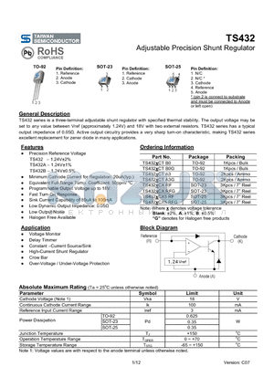 TS432CTRL datasheet - Adjustable Precision Shunt Regulator