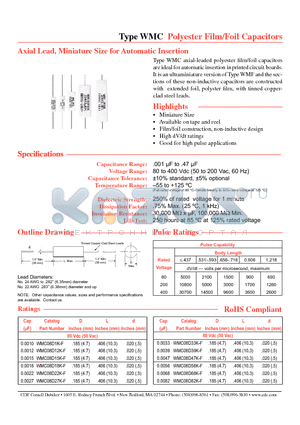 WMC08D15K-F datasheet - Polyester Film/Foil Capacitors