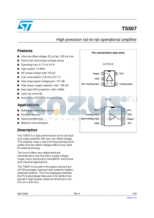 TS507IYD datasheet - High precision rail-to-rail operational amplifier