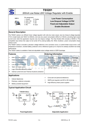 TS5201CS datasheet - 200mA Low Noise LDO Voltage Regulator with Enable
