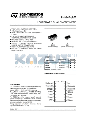 TS556MD datasheet - LOW POWER DUAL CMOS TIMERS