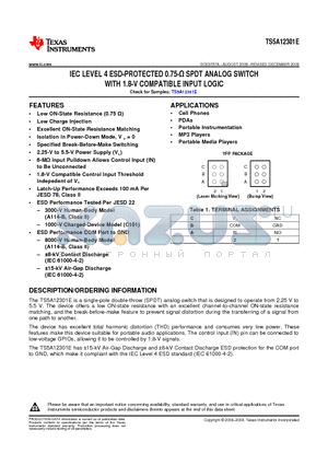 TS5A12301E datasheet - IEC LEVEL 4 ESD-PROTECTED 0.75-Y SPDT ANALOG SWITCH WITH 1.8-V COMPATIBLE INPUT LOGIC
