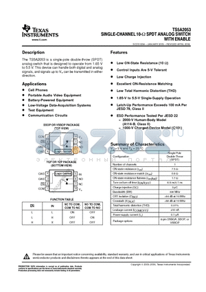 TS5A2053DCTRG4 datasheet - SINGLE-CHANNEL 10-R SPDT ANALOG SWITCH WITH ENABLE