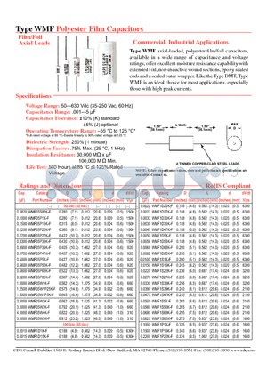 WMF1D27K-F datasheet - Polyester Film Capacitors