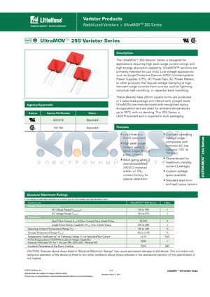 V25S230P datasheet - Varistor Products