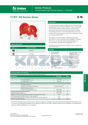 V271HA40 datasheet - Varistor Products - High Energy Industrial