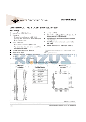 WMF2M8-90DAI5 datasheet - 2Mx8 MONOLITHIC FLASH, SMD 5962-97609