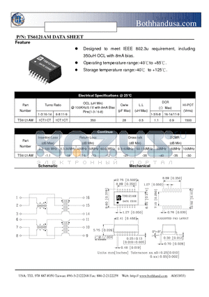 TS6121AM datasheet - 10/100 BASE PULSE TRANSFORMER