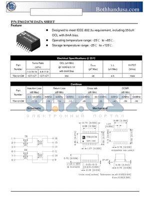TS6121CM datasheet - 10/100 BASE-T ETHERNET ISOLATION TRANSFORMER
