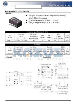 TS6121LX datasheet - 10/100 BASE-T LAN MAGNETIC