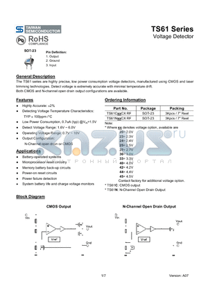 TS61N44CXRF datasheet - Voltage Detector