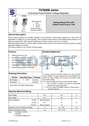 TS7809BCZ datasheet - 3-Terminal Fixed Positive Voltage Regulator