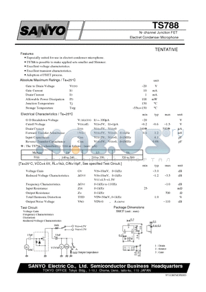 TS788 datasheet - N- channel Junction FET Electret Condenser Microphone