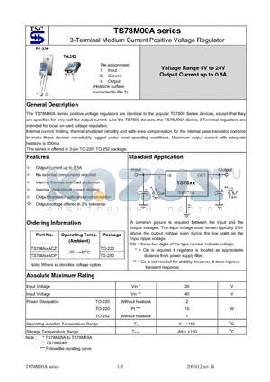TS78M05ACP datasheet - 3-Terminal Medium Current Positive Voltage Regulator