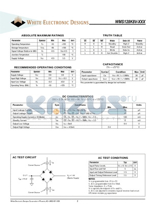WMS128K8V-15CI datasheet - 128Kx8 3.3V MONOLITHIC SRAM