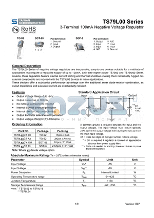 TS79L00_08 datasheet - 3-Terminal 100mA Negative Voltage Regulator