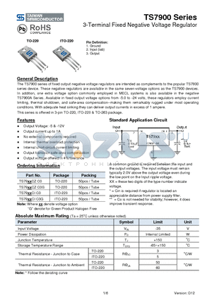 TS79XXCIC0 datasheet - 3-Terminal Fixed Negative Voltage Regulator