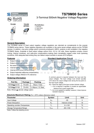 TS79MCPRO datasheet - 3-Terminal 500mA Negative Voltage Regulator