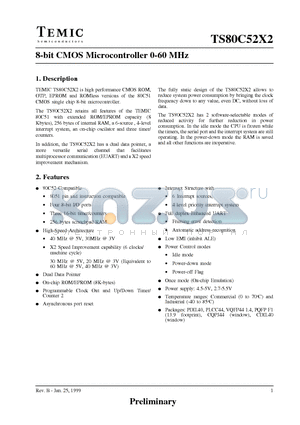 TS80C32X2-LIER datasheet - 8-bit CMOS Microcontroller 0-60 MHz