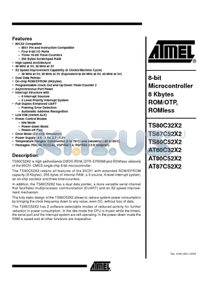 TS80C32X2-VIA datasheet - 8-bit Microcontroller 8 Kbytes ROM/OTP, ROMless