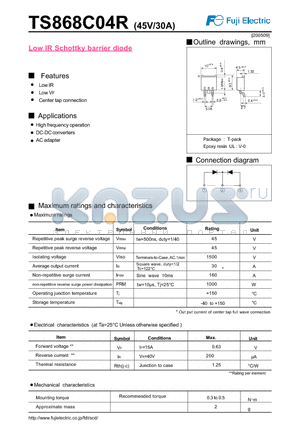 TS868C04R datasheet - Low IR Schottky barrier diode