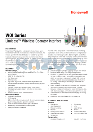 WOI1A00APAR datasheet - Limitless Wireless Operator Interface