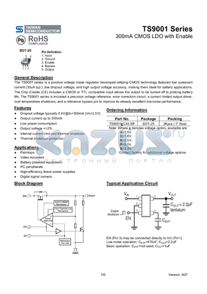 TS9001_07 datasheet - 300mA CMOS LDO with Enable