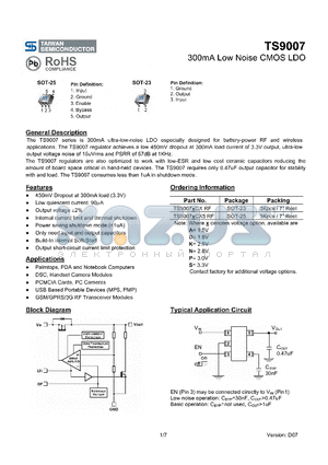 TS9007_08 datasheet - 300mA Low Noise CMOS LDO