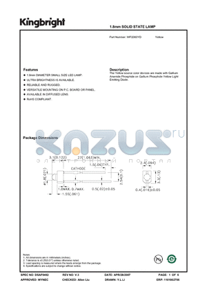 WP2060YD datasheet - 1.8mm SOLID STATE LAMP