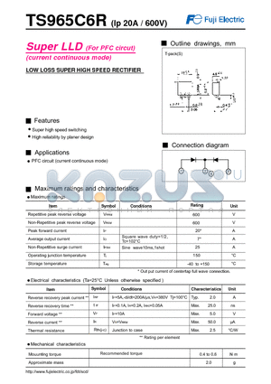 TS965C6R datasheet - LOW LOSS SUPER HIGH SPEED RECTIFIER