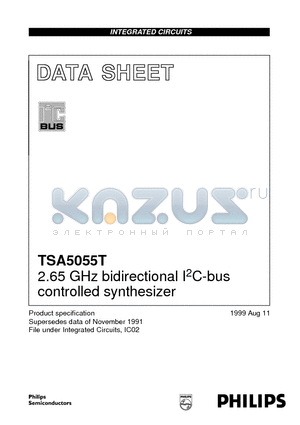 TSA5055T datasheet - 2.65 GHz bidirectional I2C-bus controlled synthesizer