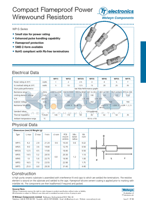 WP4S-680RFA5 datasheet - Compact Flameproof Power Wirewound Resistors