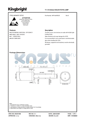 WP7083PBD-Z datasheet - T-1 3/4 (5mm) SOLID STATE LAMP