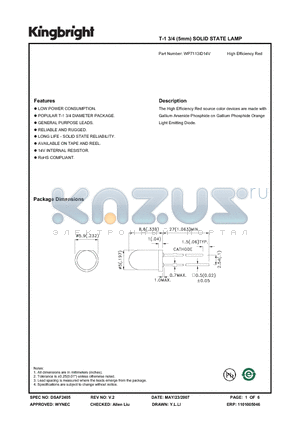 WP7113ID14V datasheet - T-1 3/4 (5mm) SOLID STATE LAMP